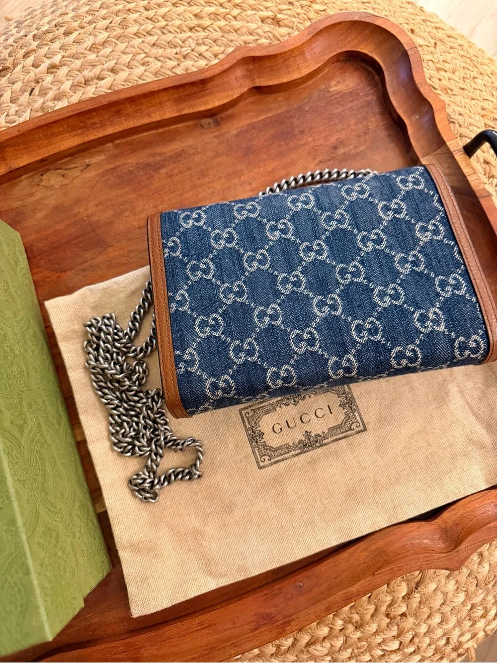 Gucci Dionysus Wallet on Chain Denim